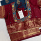 Blue Maroon Traditional Semi Gadwal Saree