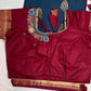 Blue Maroon Traditional Semi Gadwal Saree