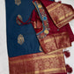 Blue Maroon Traditional Semi Gadwal Saree