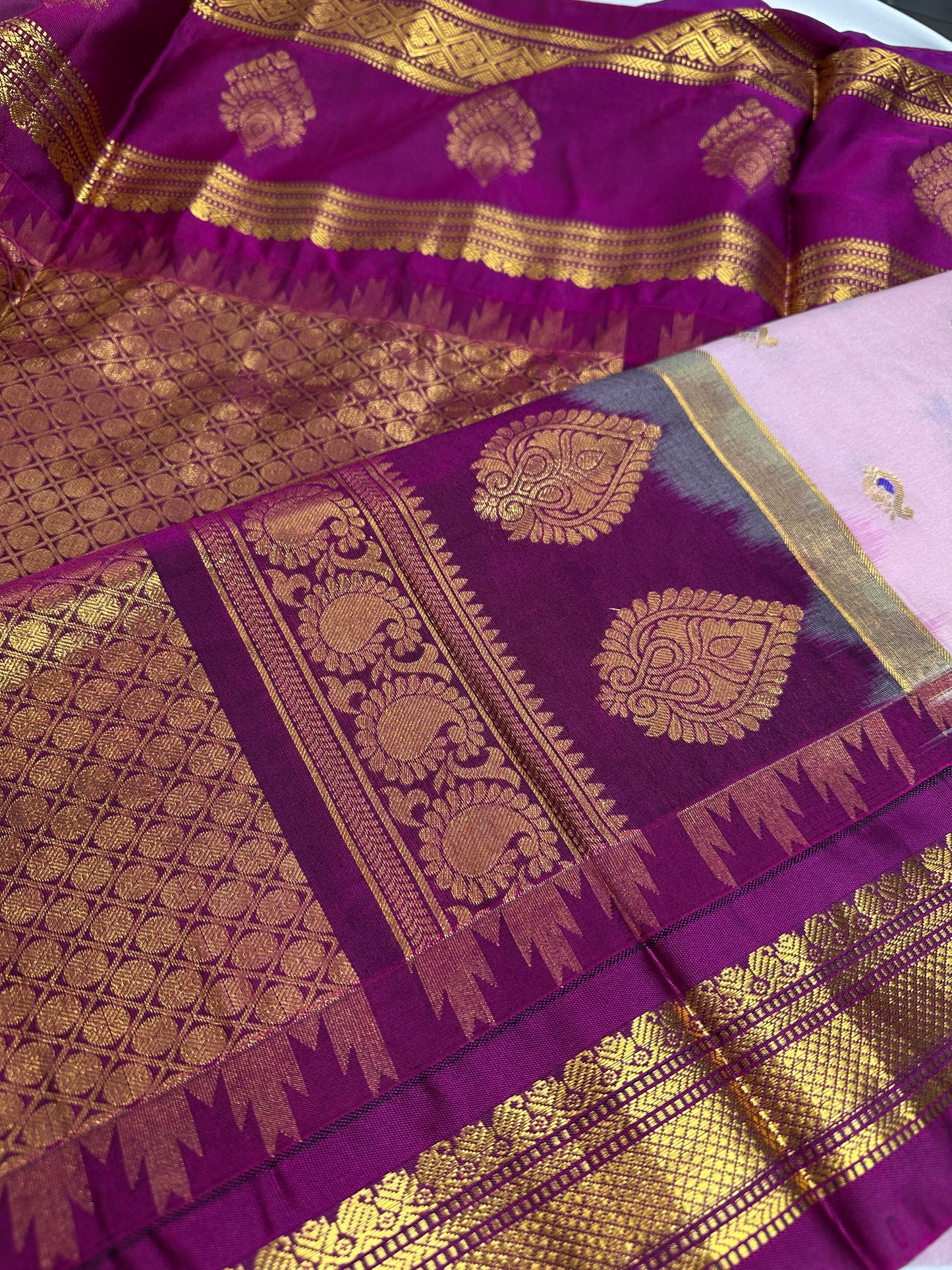 Pink Traditional Semi Gadwal Saree