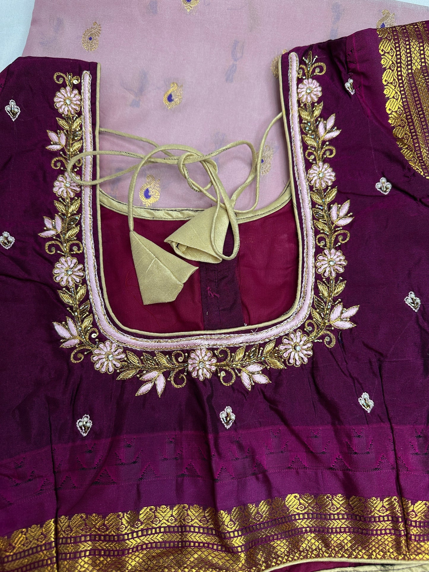 Pink Traditional Semi Gadwal Saree