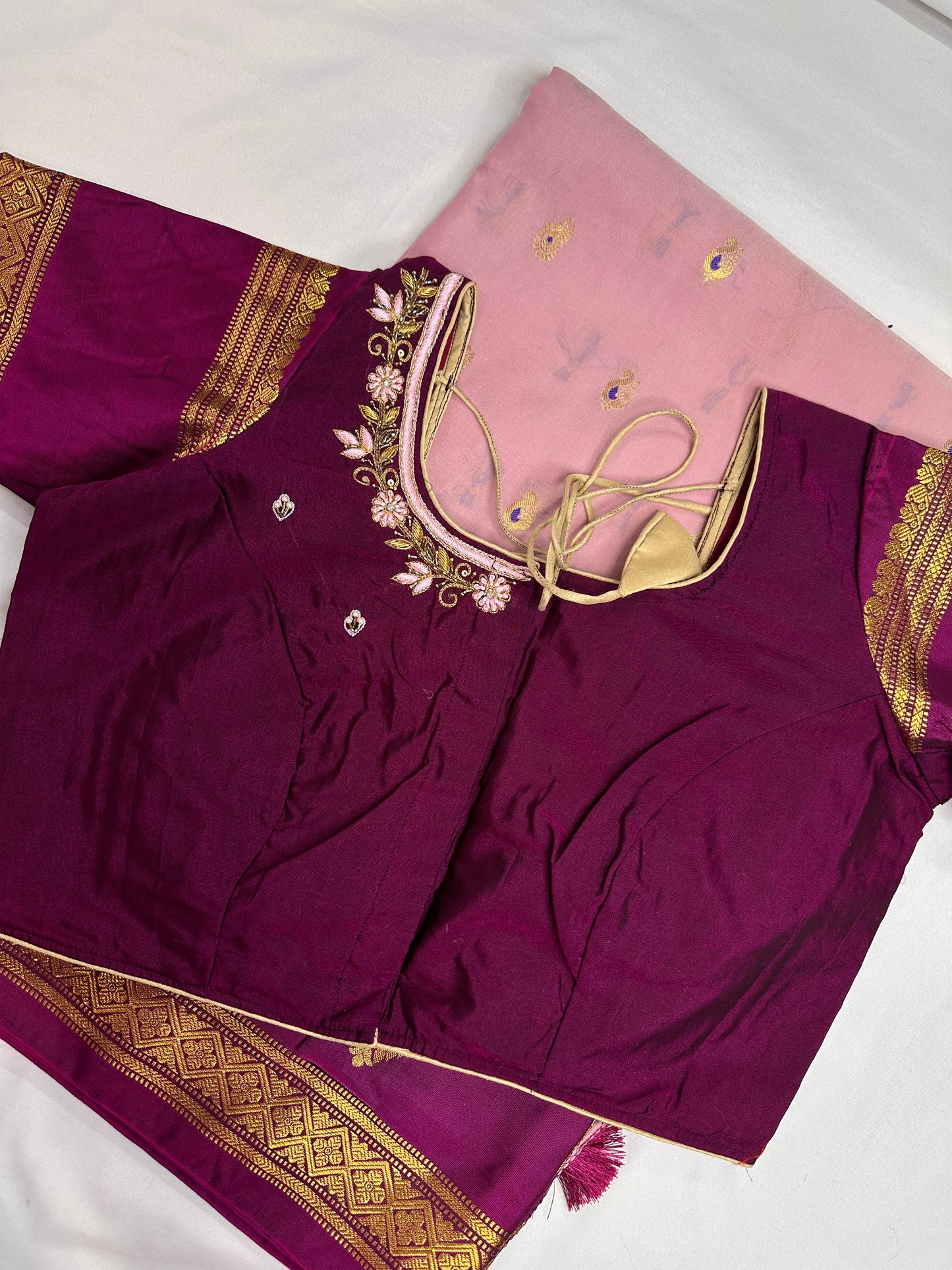 Pink Traditional Semi Gadwal Saree