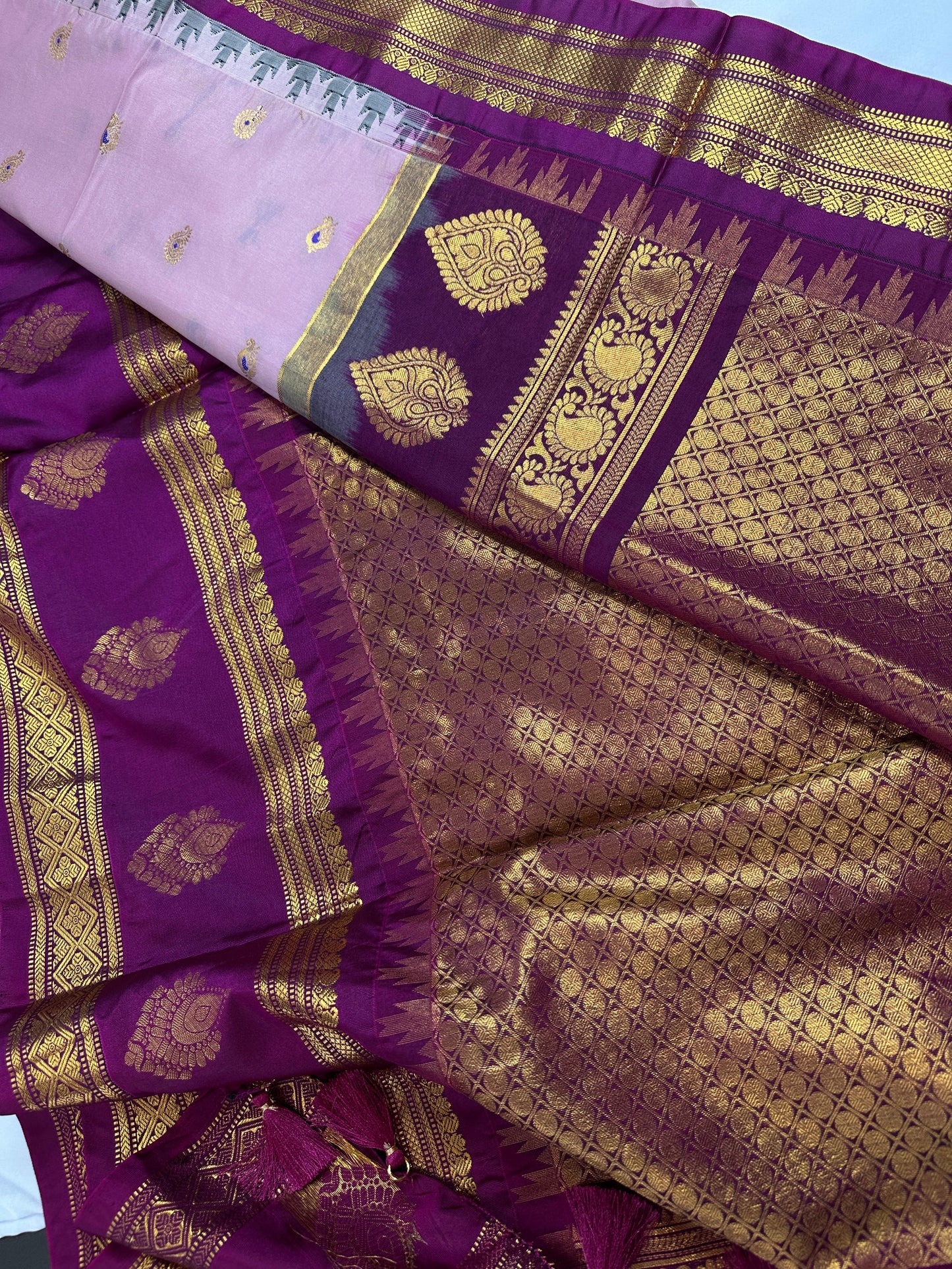 Pink Traditional Semi Gadwal Saree