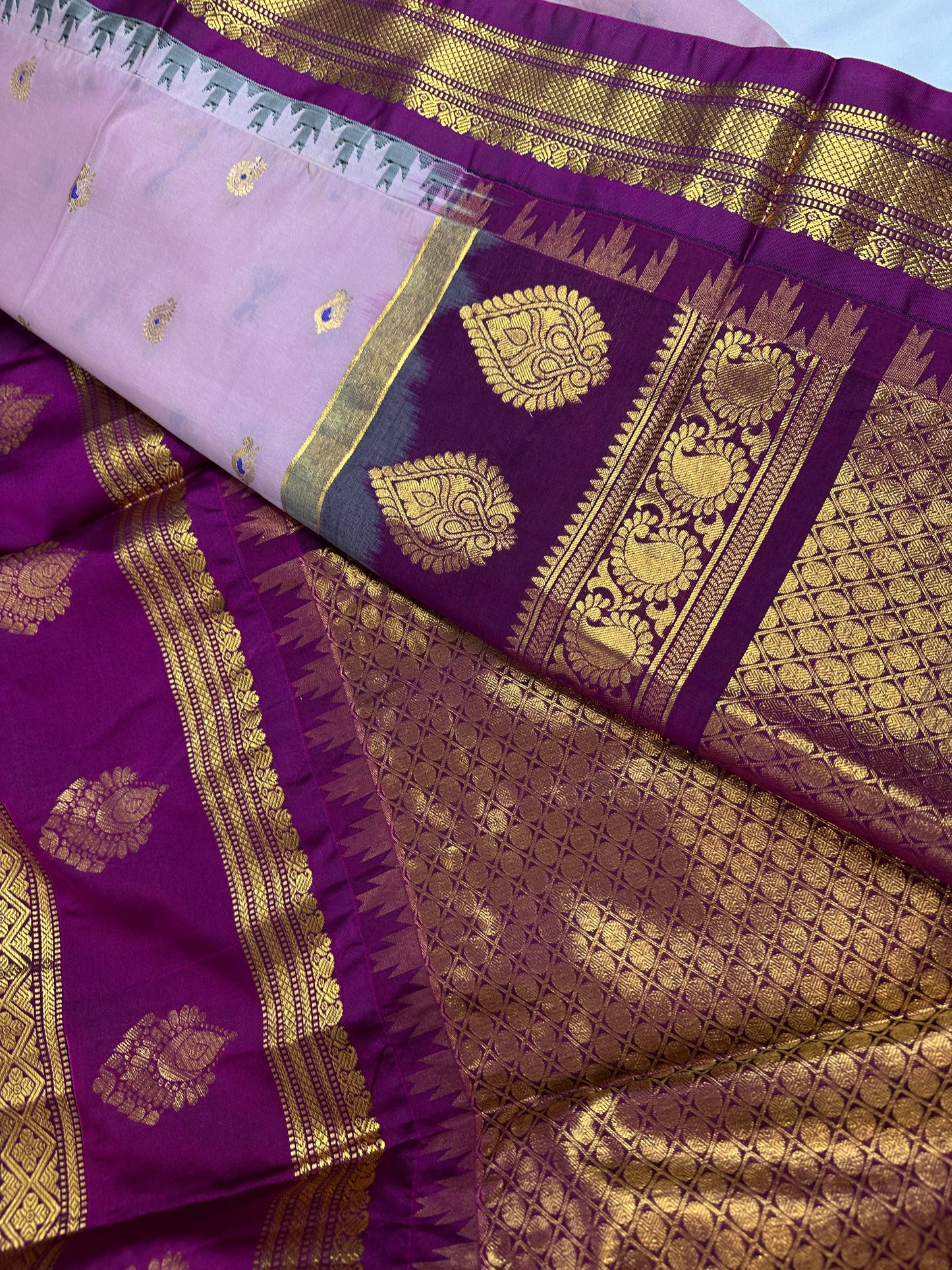 Pink Traditional Semi Gadwal Saree