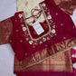 Cream Pink Semi Gadwal Saree