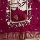 Cream Pink Semi Gadwal Saree