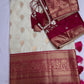 Cream Pink Semi Gadwal Saree