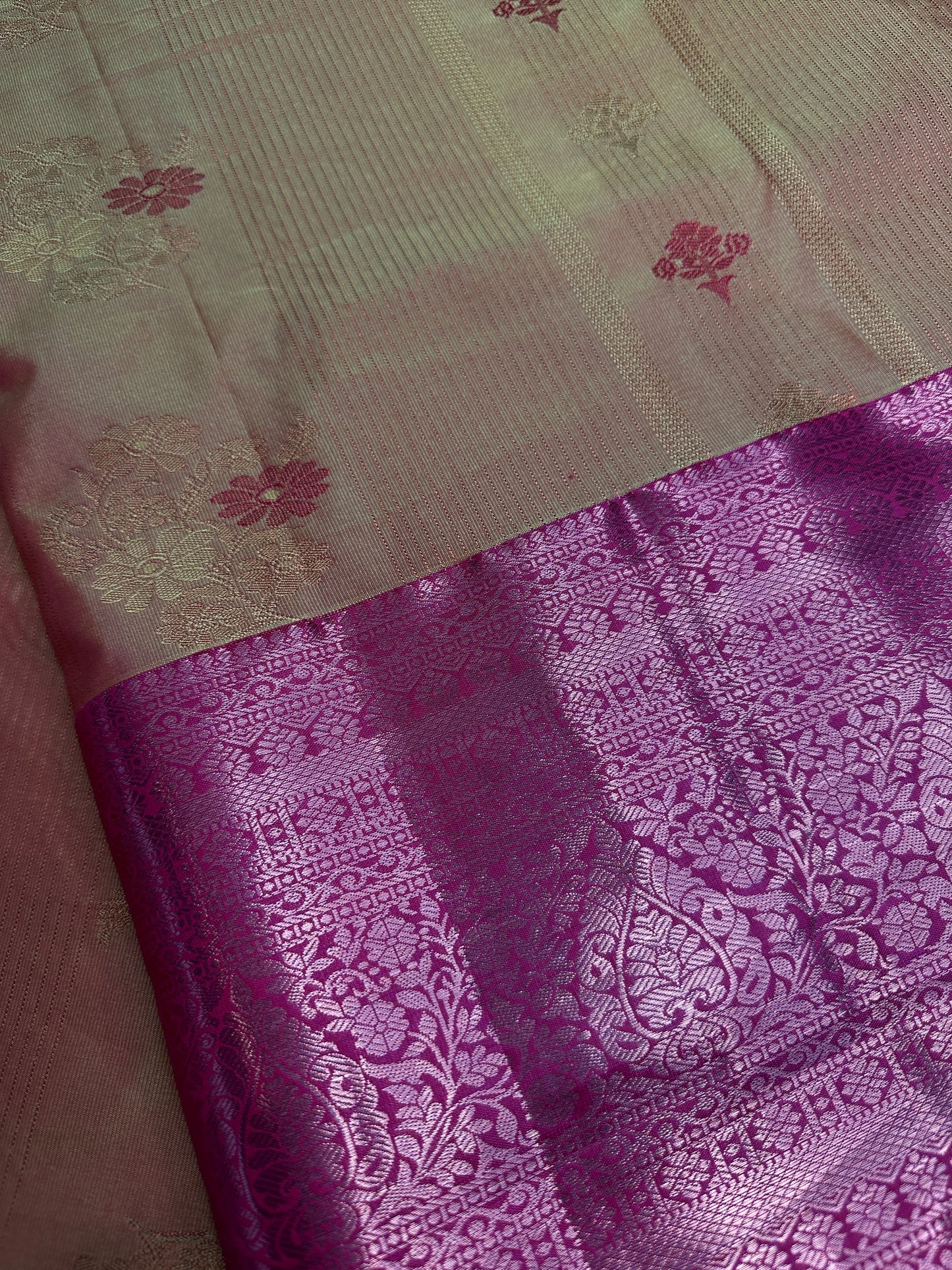 Vintage Orange  Pink Soft Silk Saree