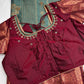 Vintage  Teal Maroon Soft Silk Saree