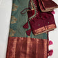 Vintage  Teal Maroon Soft Silk Saree