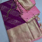 Purple Pink Brocade Semi Kanchi Silk  Saree