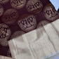 Brown Brocade Semi Kanchi Silk  Saree