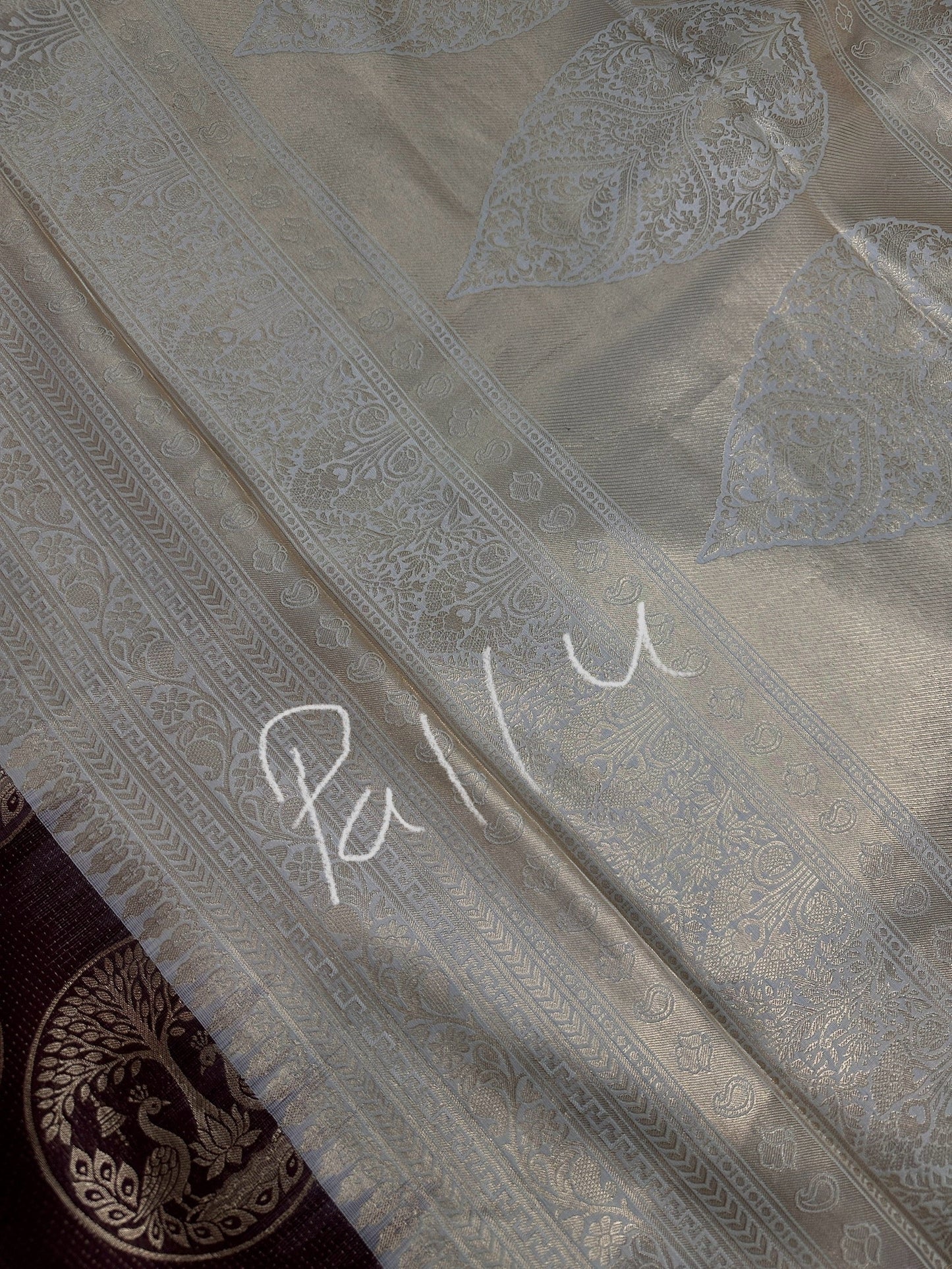 Brown Brocade Semi Kanchi Silk  Saree