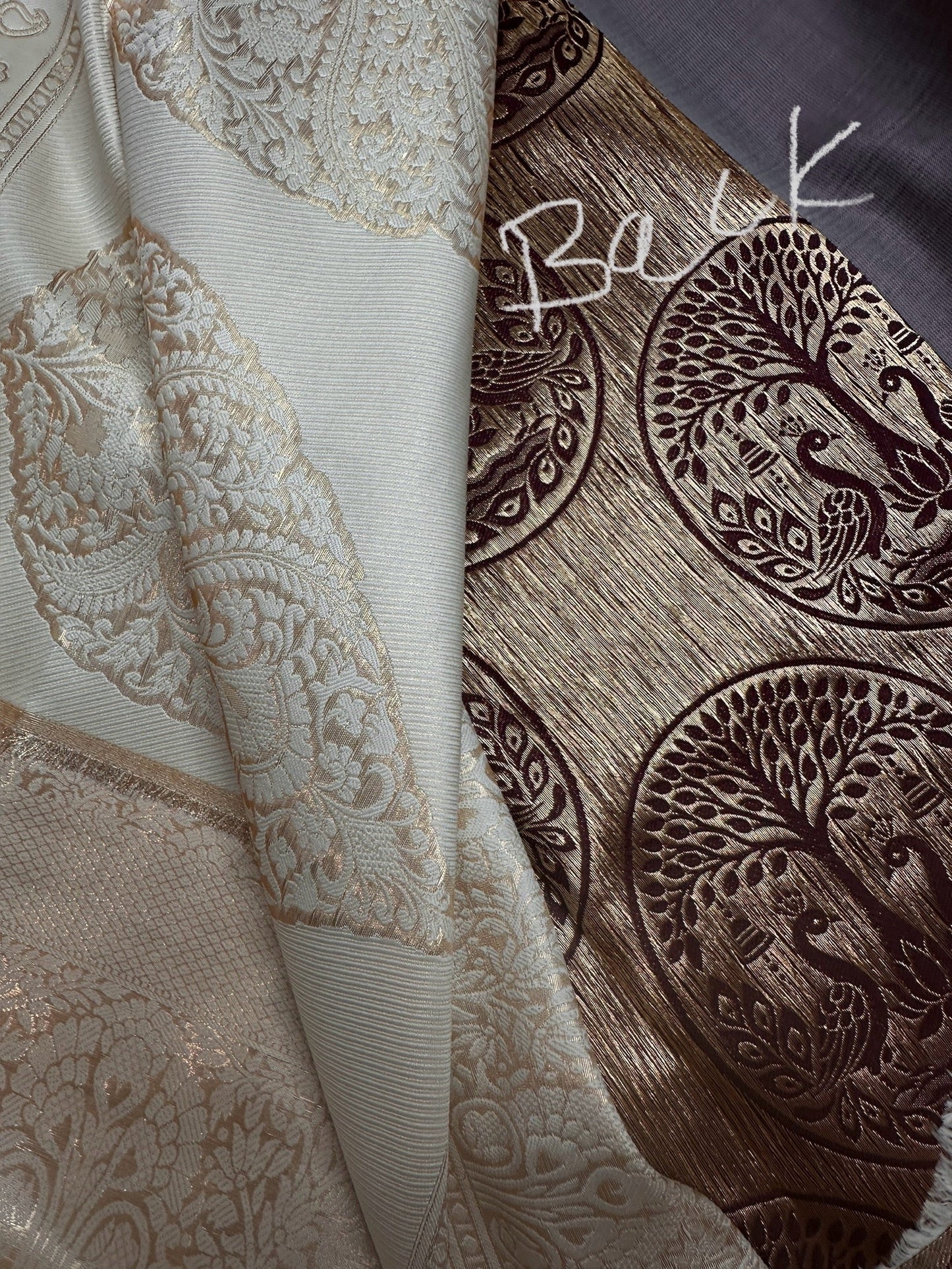 Brown Brocade Semi Kanchi Silk  Saree