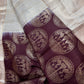 Brown Brocade Semi Kanchi Silk  Saree