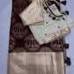 Brown Brocade Semi Kanchi Silk  Saree