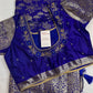 Blue Brocade Semi Kanchi Silk  Saree
