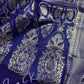 Blue Brocade Semi Kanchi Silk  Saree