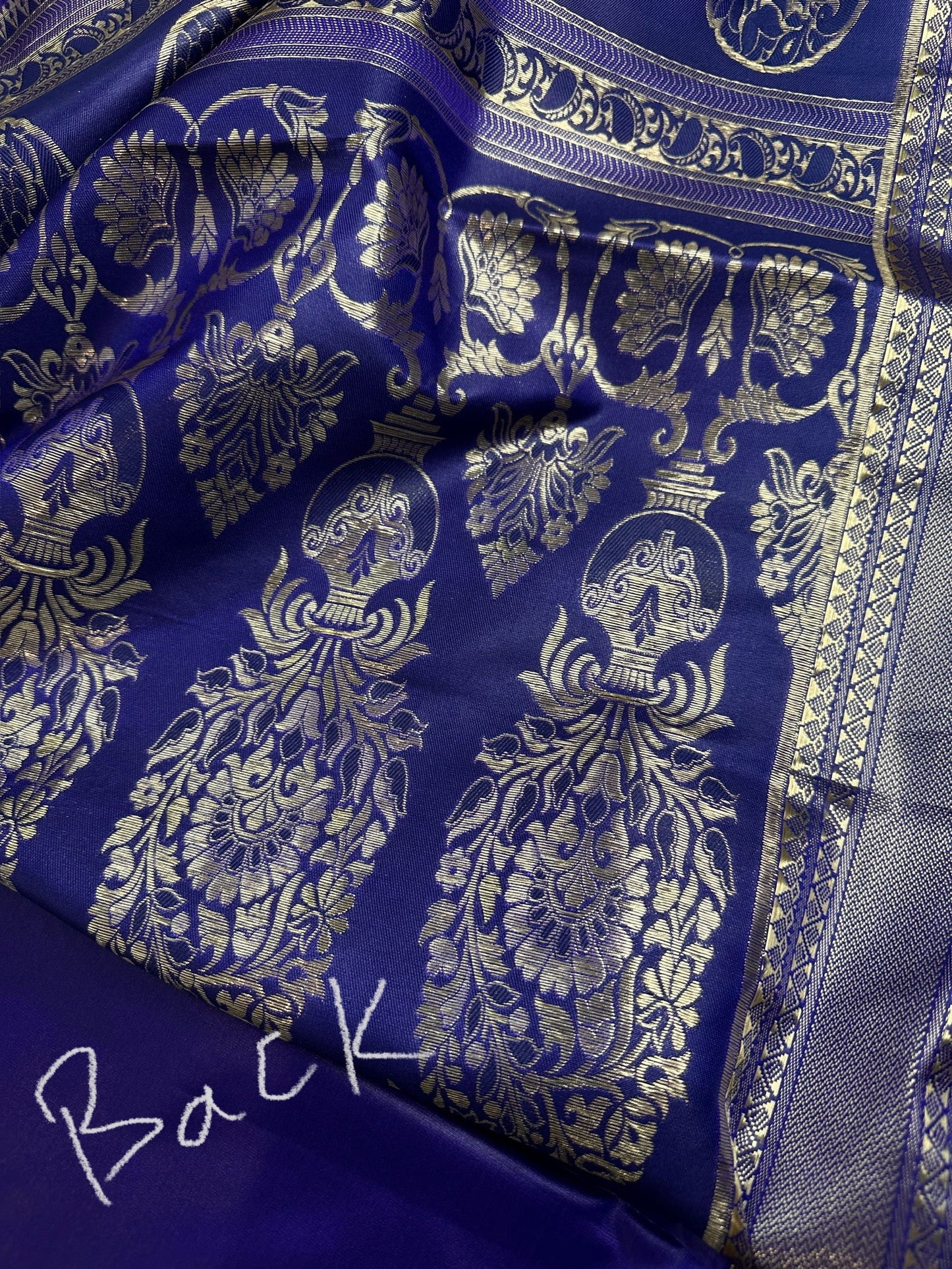 Blue Brocade Semi Kanchi Silk  Saree