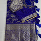 Blue Brocade Semi Kanchi Silk  Saree