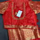 Red Brocade Semi Kanchi Silk  Saree