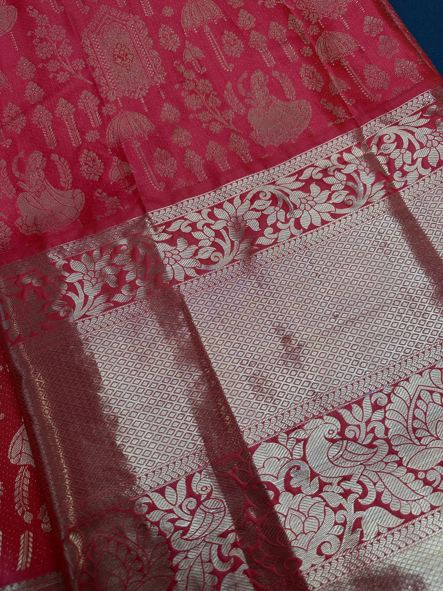 Red Brocade Semi Kanchi Silk  Saree