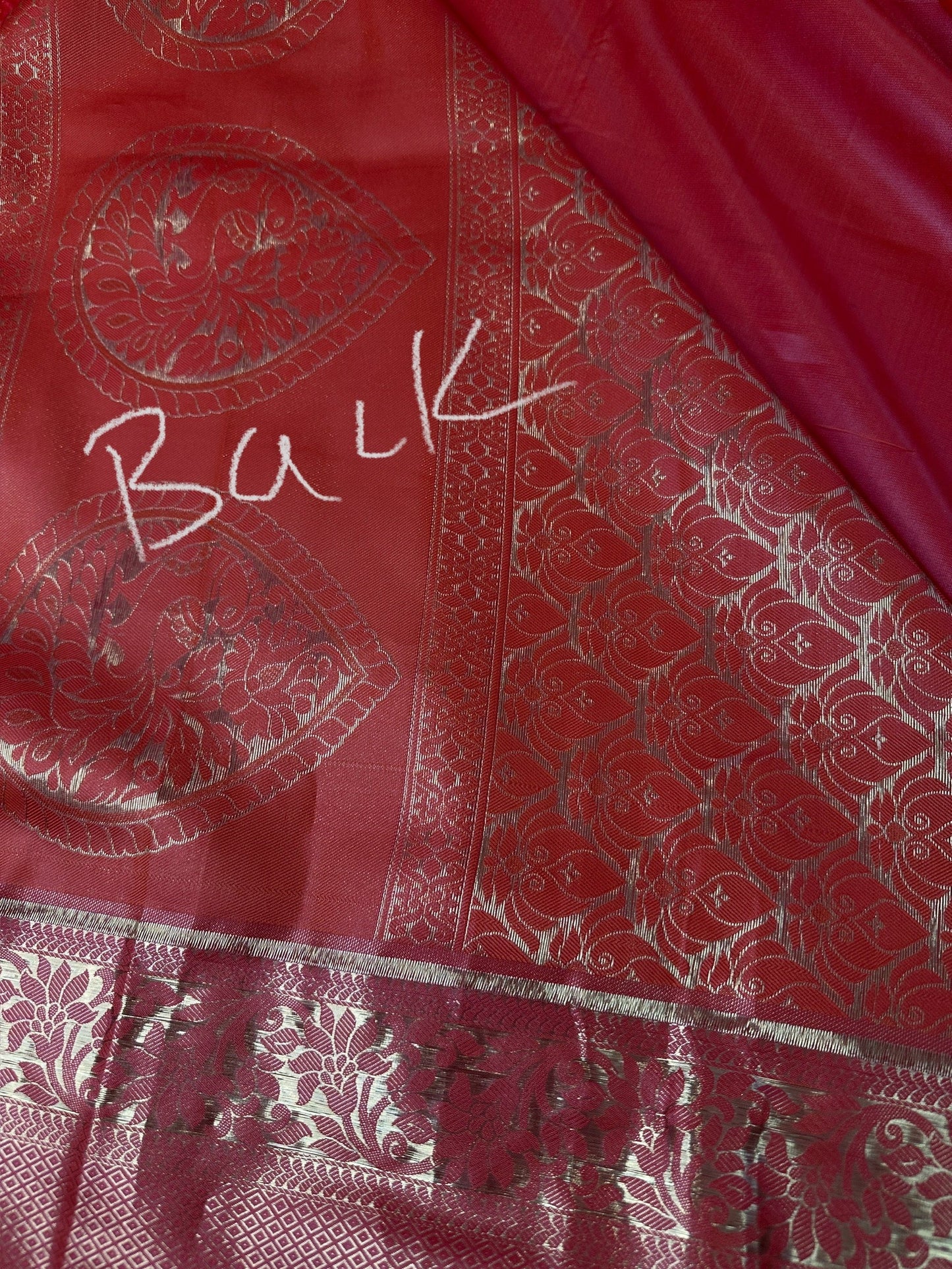 Red Brocade Semi Kanchi Silk  Saree