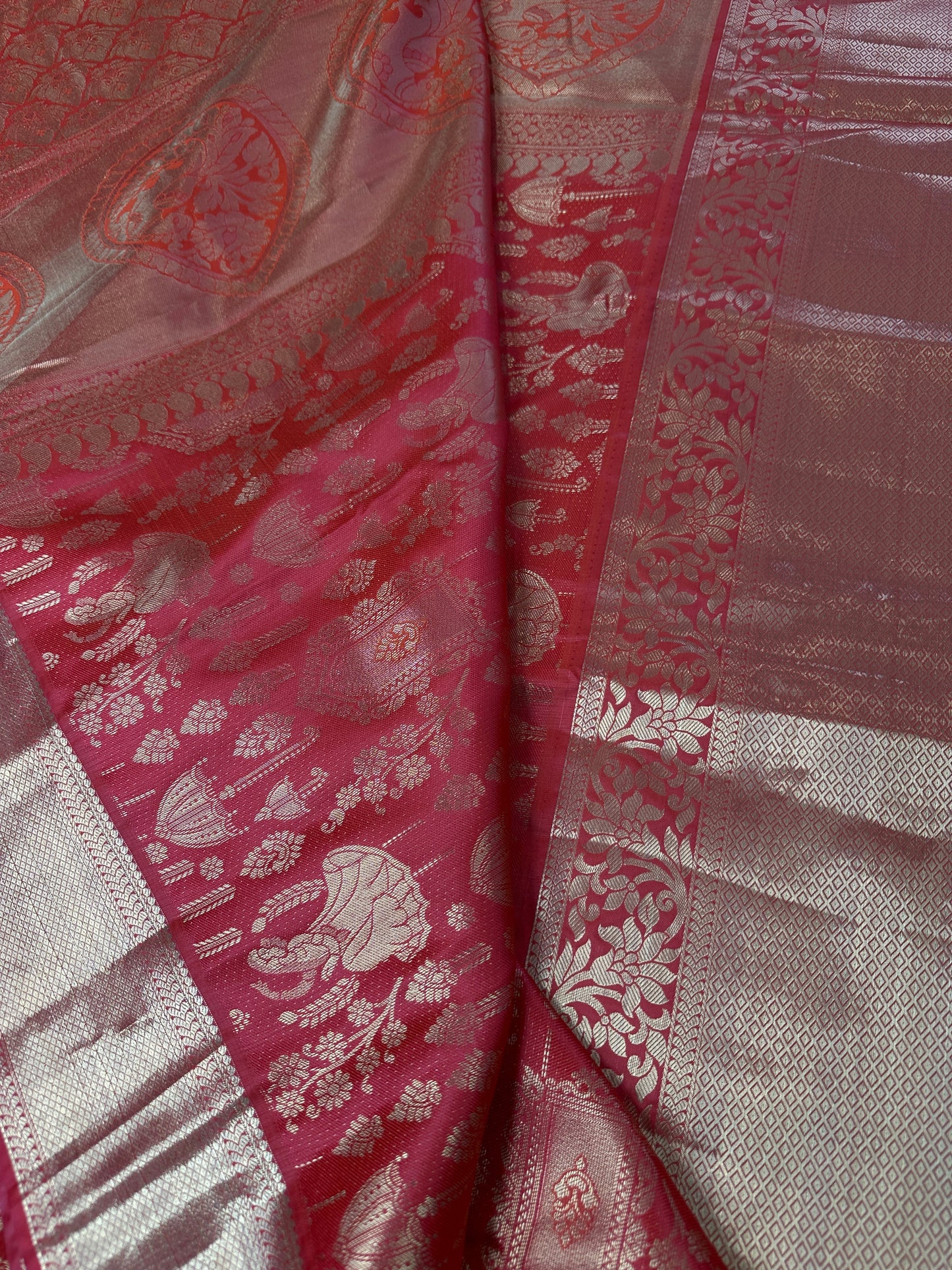 Red Brocade Semi Kanchi Silk  Saree