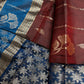 Brown Blue Light Weight Kanchi Soft Silk  Saree