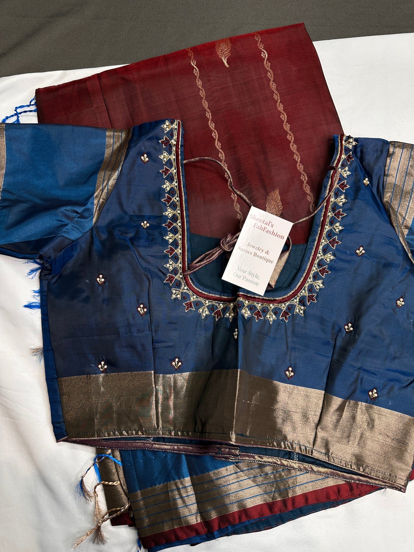 Brown Blue Light Weight Kanchi Soft Silk  Saree