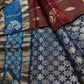 Brown Blue Light Weight Kanchi Soft Silk  Saree