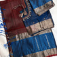 Brown Blue Light Weight Kanchi Soft Silk  Saree