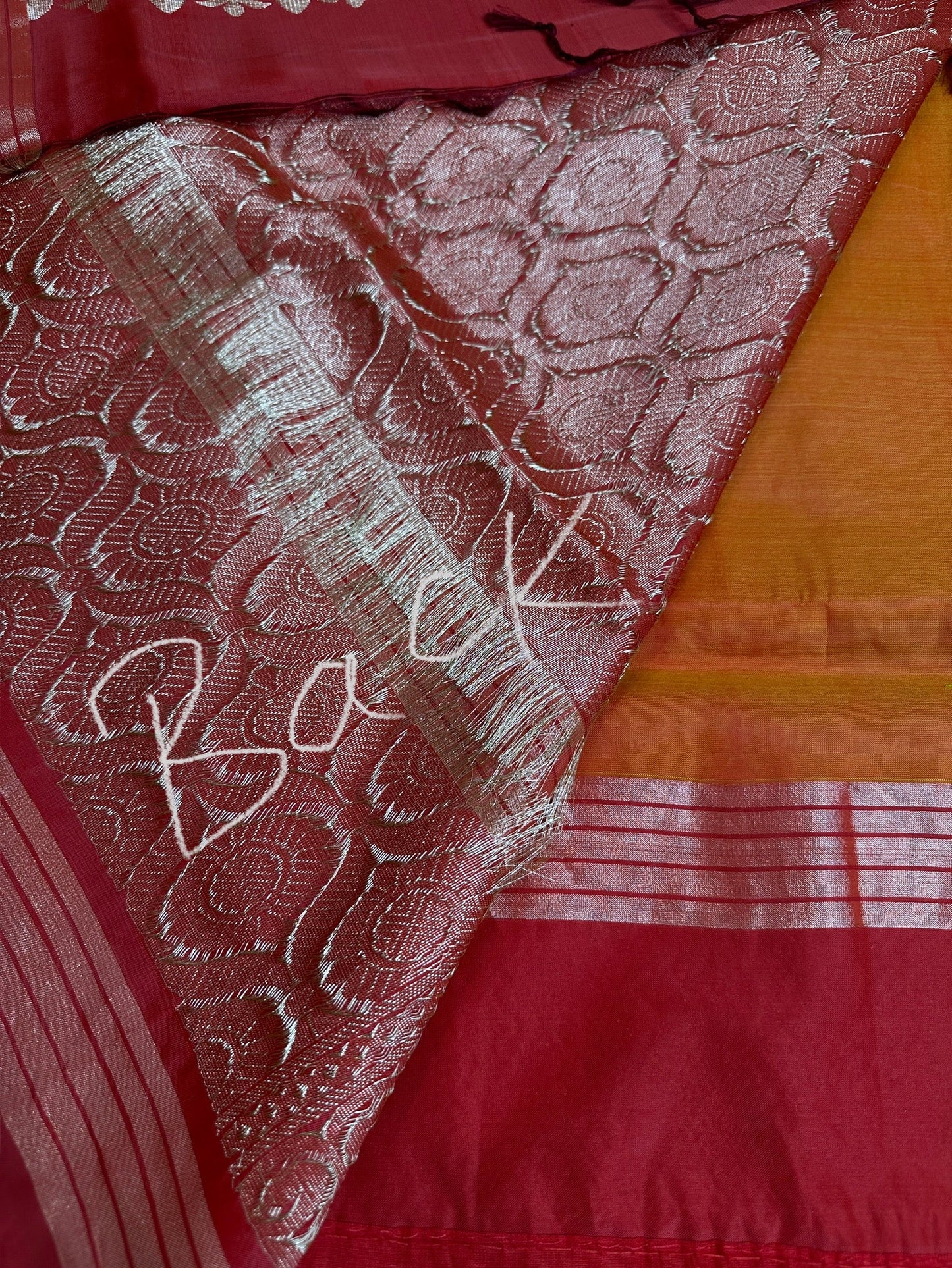 Orange Red Light Weight Kanchi Soft Silk  Saree