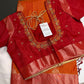 Orange Red Light Weight Kanchi Soft Silk  Saree