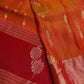 Orange Red Light Weight Kanchi Soft Silk  Saree