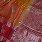 Orange Red Light Weight Kanchi Soft Silk  Saree