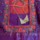 Orange Purple Light Weight Kanchi Soft Silk  Saree