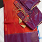 Orange Purple Light Weight Kanchi Soft Silk  Saree