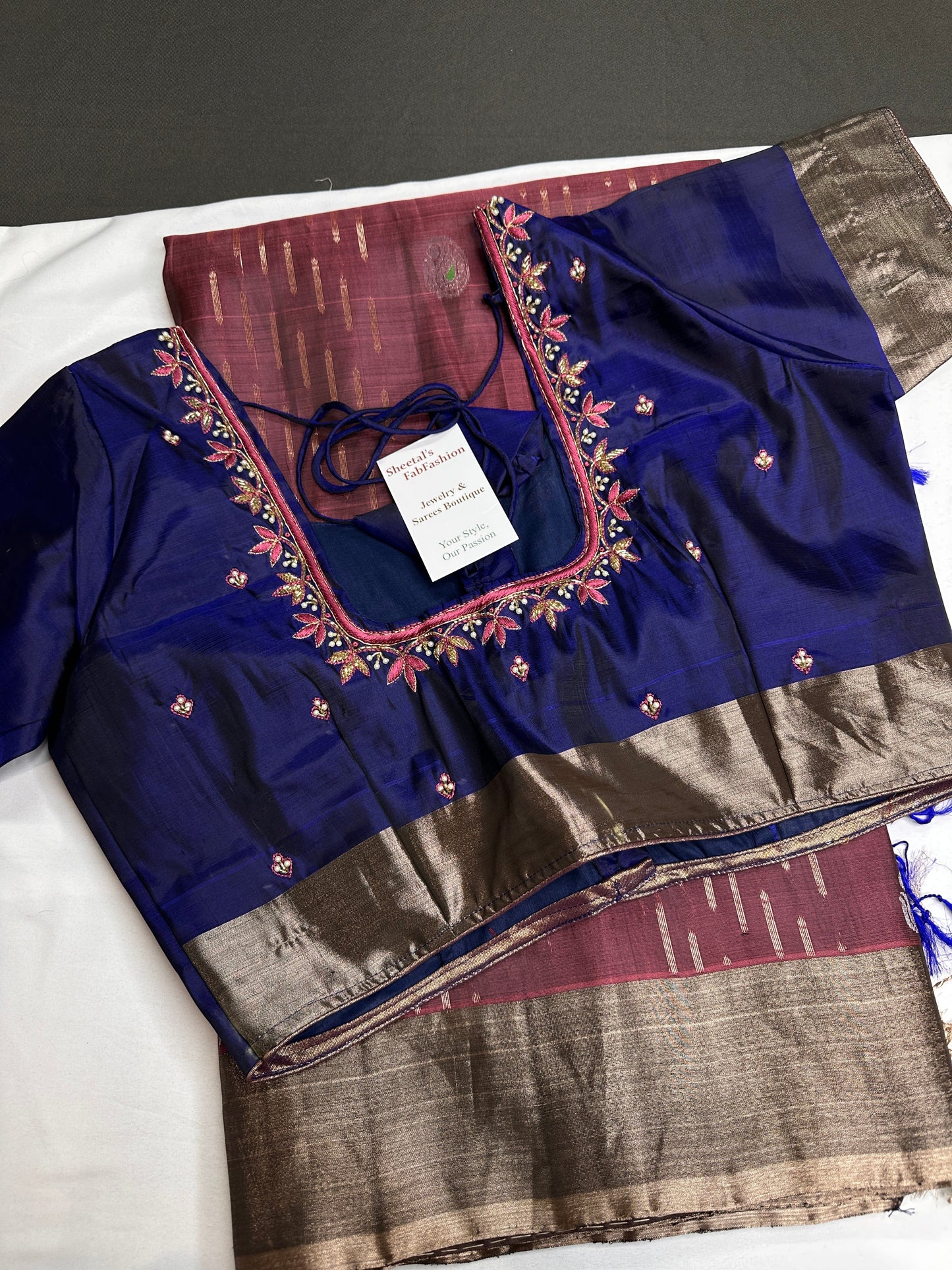 Brown Blue Light Weight Kanchi Soft Silk  Saree