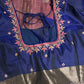 Brown Blue Light Weight Kanchi Soft Silk  Saree