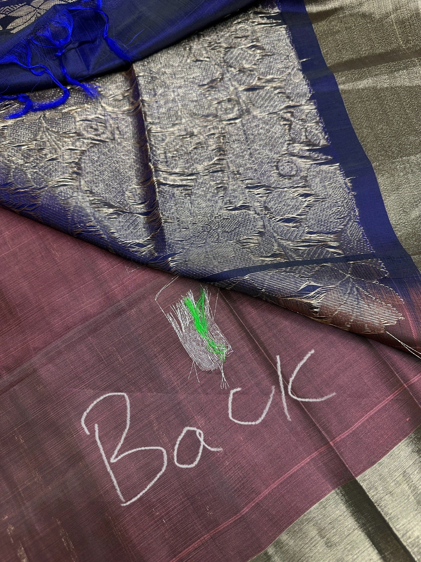Brown Blue Light Weight Kanchi Soft Silk  Saree