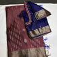Brown Blue Light Weight Kanchi Soft Silk  Saree
