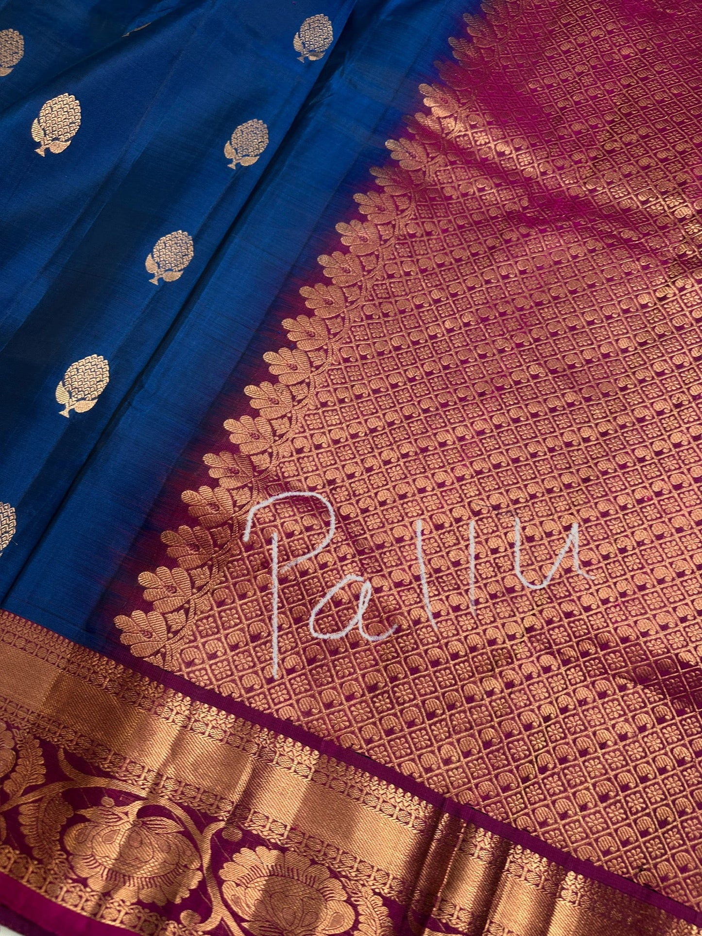 Pure kanchi Pattu Blue Pink Light Weight Silk  Saree