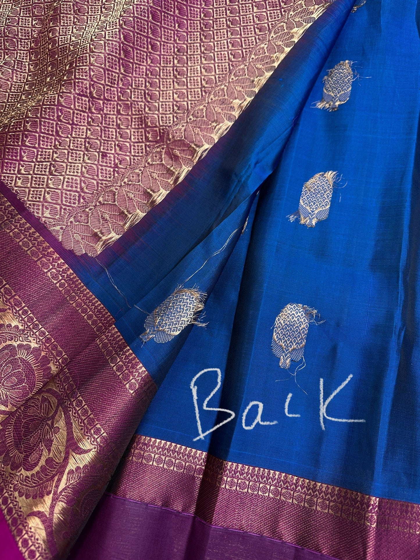 Pure kanchi Pattu Blue Pink Light Weight Silk  Saree
