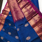 Pure kanchi Pattu Blue Pink Light Weight Silk  Saree