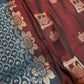 Brown Blue Light Weight Kanchi Soft Silk  Saree