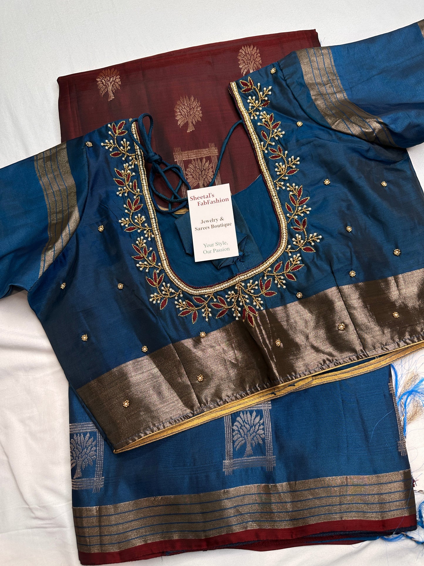 Brown Blue Light Weight Kanchi Soft Silk  Saree