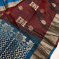 Brown Blue Light Weight Kanchi Soft Silk  Saree