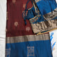 Brown Blue Light Weight Kanchi Soft Silk  Saree