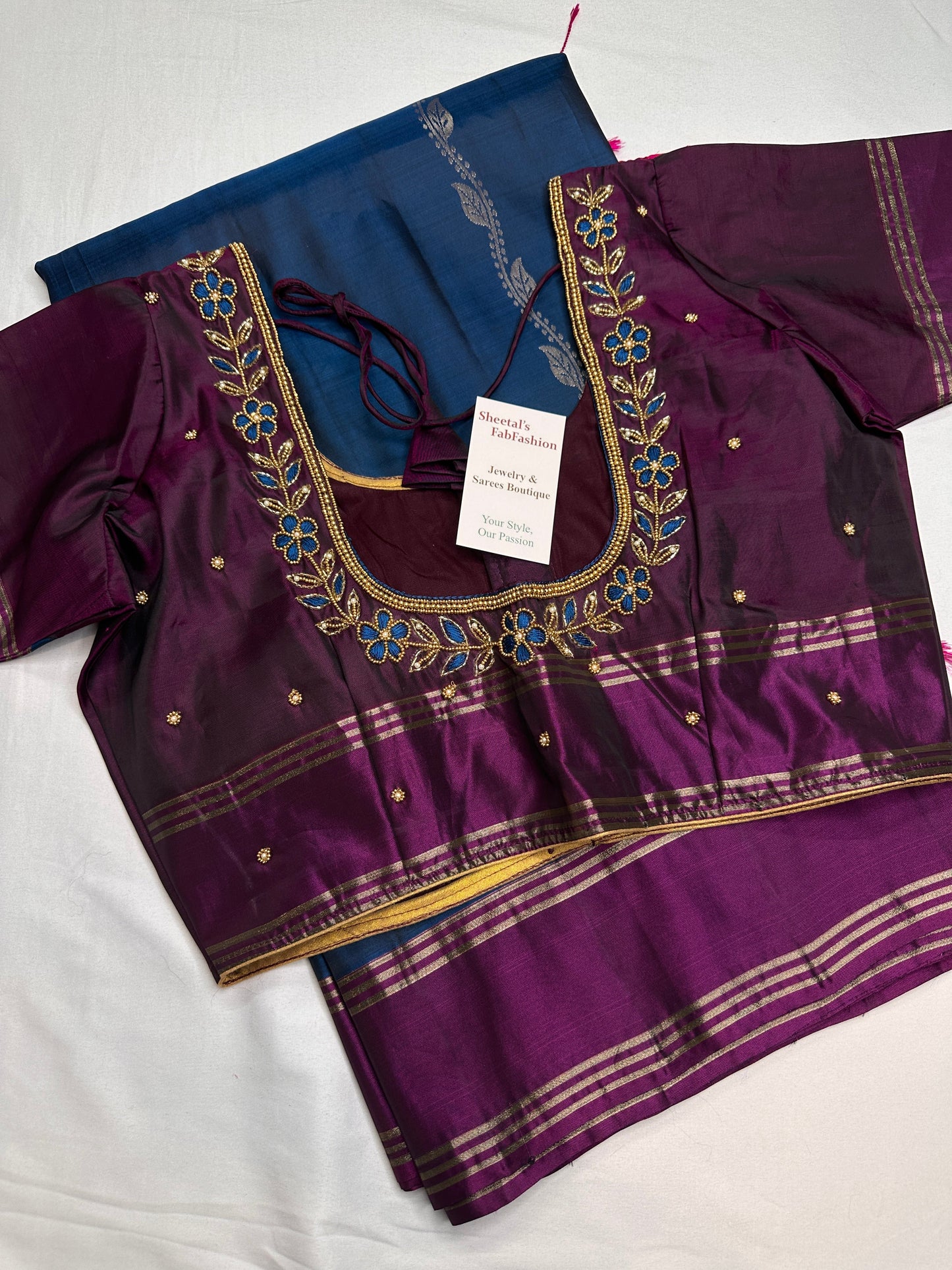 Blue Magenta Light Weight Kanchi Soft Silk  Saree